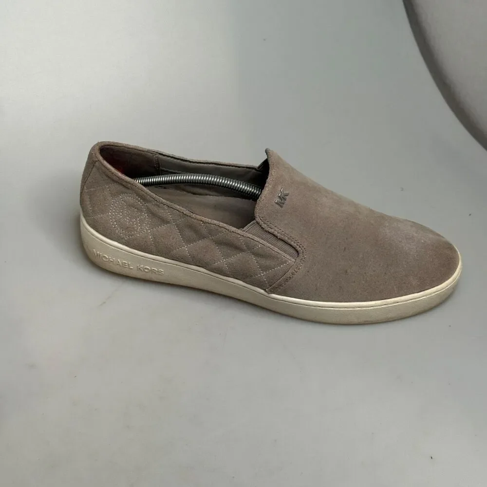 Michael Kors Women’s 10 M Gray Suede Slip‑On Sneakers  HX18U